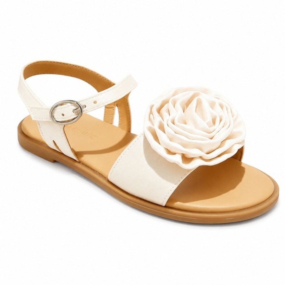 Girls Sandals by Cat & Jack‎ Teresa Satin Rosette Ivory Size 13 New With Tags